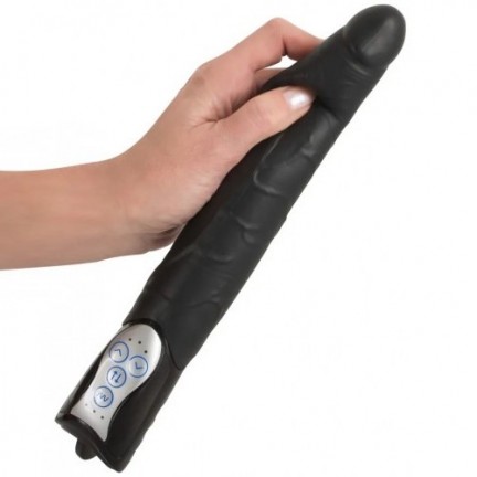 Черный реалистичный вибратор с поступательными движениями Push Thrusting Vibrator