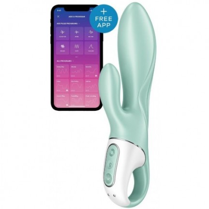 Расширяющийся смарт-вибратор с клиторальным стимулятором Satisfyer Air Pump Bunny 5 зеленый