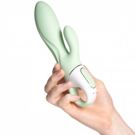 Расширяющийся смарт-вибратор с клиторальным стимулятором Satisfyer Air Pump Bunny 5 зеленый