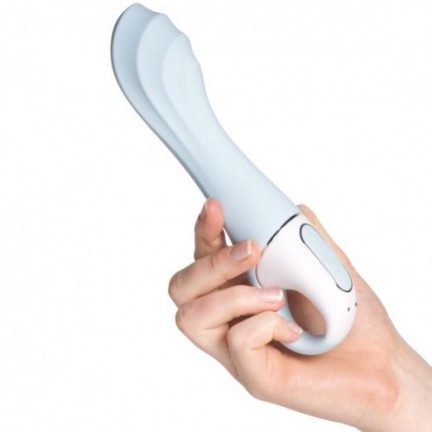 Расширяющийся смарт-вибратор с рельефной головкой Satisfyer Air Pump Vibrator 5 голубой