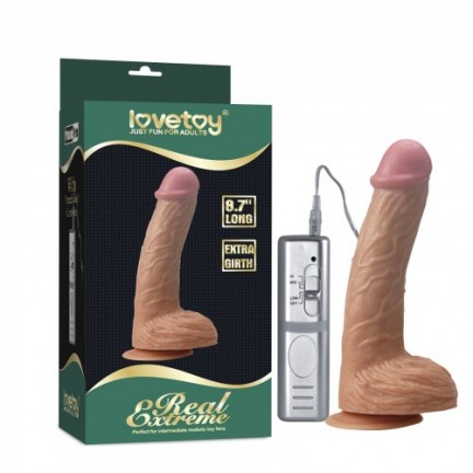 Реалистичный вибратор на присоске с розовой головкой Real Extreme Extra Girth