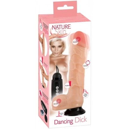 Вибратор-реалистик с функцией ротации на присоске Nature Skin Dancing Dick 19,5 см