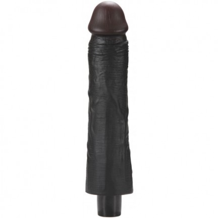 Реалистичный черный вибратор с рельефным стволом X-Men Vibrating Siliсone Cock 25 см