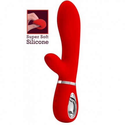 Перезаряжаемый вибратор с клиторальным стимулятором Pretty Love Thomas красный