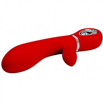 Перезаряжаемый вибратор с клиторальным стимулятором Pretty Love Thomas красный