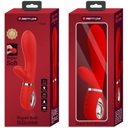 Перезаряжаемый вибратор с клиторальным стимулятором Pretty Love Thomas красный