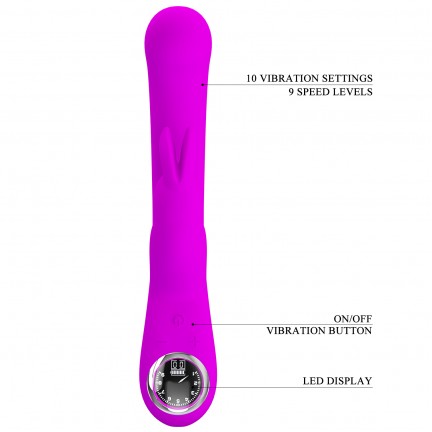 Перезаряжаемый вибратор с клиторальным стимулятором-кроликом и LED-экраном Pretty Love Lamar розовый