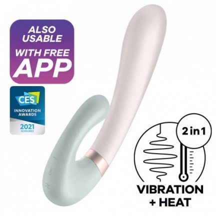 Смарт-вибратор со стимулятором клитора и функцией нагрева Satisfyer Heat Wave Mint