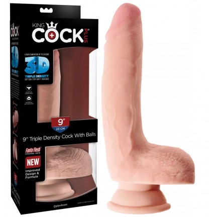 Крупный фаллоимитатор на присоске King Cock Plus Triple Density 18 см