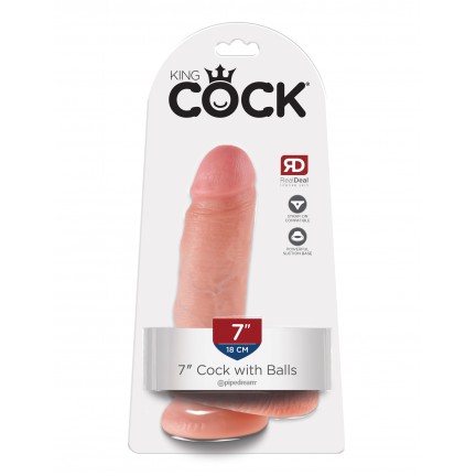 Фаллоимитатор с присоской King Cock 7 in Cock with Balls Flesh