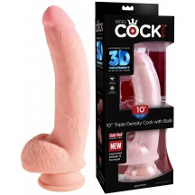 Изогнутый фаллоимитатор на присоске King Cock Triple Density Cock with Balls Light 26 см