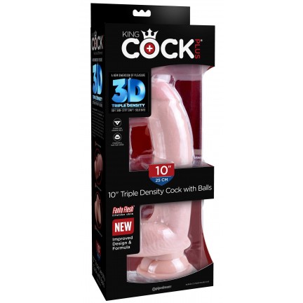 Изогнутый фаллоимитатор на присоске King Cock Triple Density Cock with Balls Light 26 см