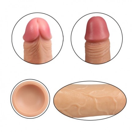 Фаллоимитатор на присоске с мошонкой мулат 7 Dual-Layered Silicone Cock