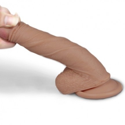 Фаллоимитатор на присоске с мошонкой мулат 7 Dual-Layered Silicone Cock