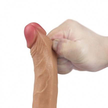 Фаллоимитатор на присоске с мошонкой мулат 7 Dual-Layered Silicone Cock