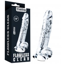 Прозрачный фаллос с мошонкой Lovetoy Flawless Clear Dildo 14,5 см