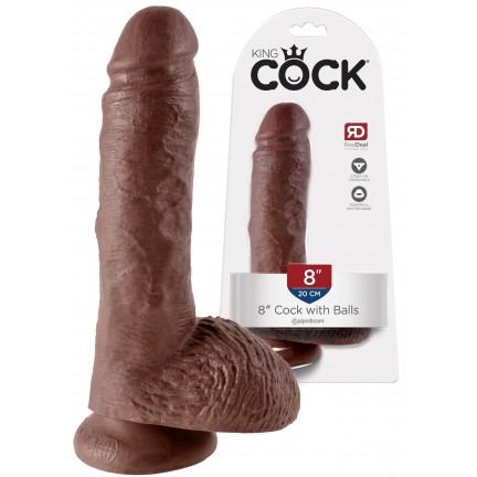 Фаллоимитатор мулат на присоске King Cock with Balls Brown 20 см