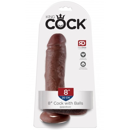 Фаллоимитатор мулат на присоске King Cock with Balls Brown 20 см