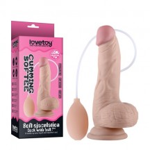 Фаллос с мошонкой Soft Ejaculation Cock с имитацией семяизвержения 20 см