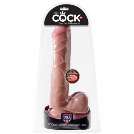 Фаллоимитатор на присоской King Cock Dual Density 12" Cock with Balls