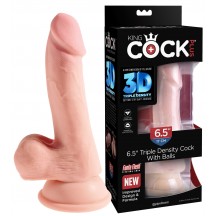 Фаллоимитатор с мошонкой на присоске King Cock Triple Density Cock with Balls Light 20 см