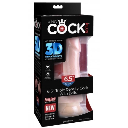 Фаллоимитатор с мошонкой на присоске King Cock Triple Density Cock with Balls Light 20 см