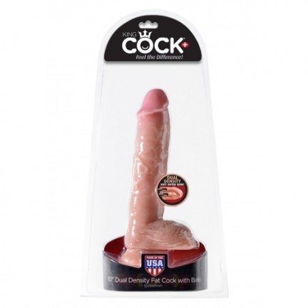 Фаллоимитатор на присоской King Cock Dual Density 10" Fat Cock with Balls