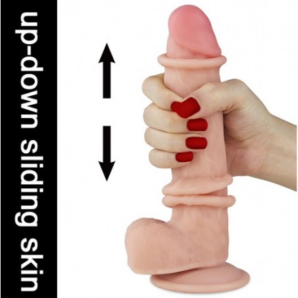 Гнущийся фаллоимитатор с эффектом двойной кожи Lovetoy Sliding-Skin Dual Layer Dong 21 см