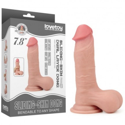 Гнущийся фаллоимитатор с эффектом двойной кожи Lovetoy Sliding-Skin Dual Layer Dong 20 см