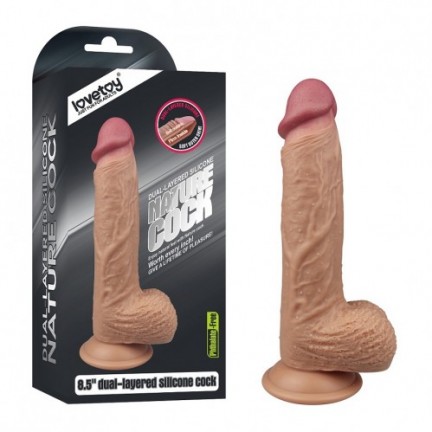 Фаллос на присоске с мошонкой 8.5 Dual-layered Silicone Dildo