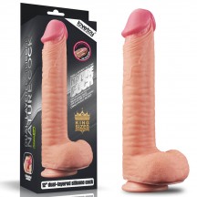 Фаллос-реалистик на присоске с мошонкой Dual Layered Platinum Silicone Cock 30 см