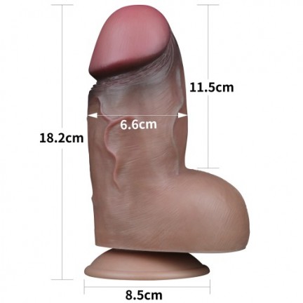 Суперширокий фаллос-мулат с мошонкой Lovetoy Silicone Cock 18 см