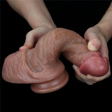 Рельефный фаллос-мулат с мошонкой Lovetoy Silicone Cock 20 см