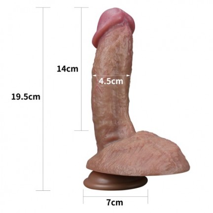 Рельефный фаллос-мулат с мошонкой Lovetoy Silicone Cock 20 см