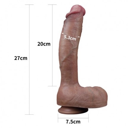 Реалистичный фаллос-мулат с большой мошонкой Lovetoy Silicone Cock 27 см