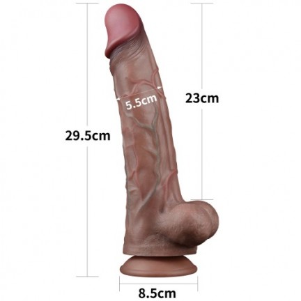 Реалистичный фаллос-мулат с рельефным стволом Lovetoy Silicone Cock 30 см