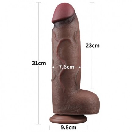 Темнокожий фаллос-гигант Dual Layered Silicone Cock XXL 31 см