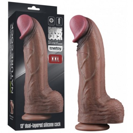 Темнокожий фаллос-гигант Dual Layered Silicone Cock XXL 33 см