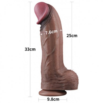 Темнокожий фаллос-гигант Dual Layered Silicone Cock XXL 33 см