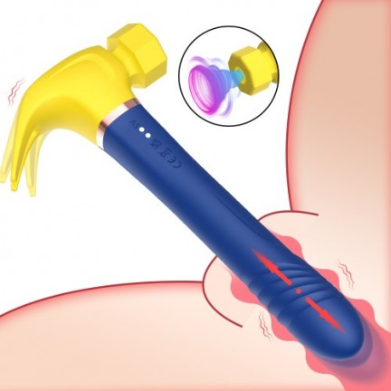 Вибростимулятор-молоток с вакуумно-волновой стимуляцией и пульсирующей рукоятью