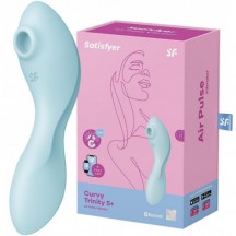 Вакуумный смарт-стимулятор для клитора и точки G Satisfyer Curvy Trinity 5 голубой