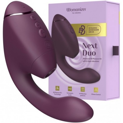 Роскошный вакуумный вибростимулятор для G точки и клитора Womanizer Next Duo фиолетовый