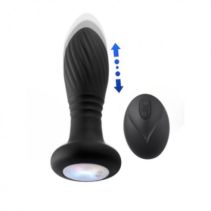 Анальная вибровтулка с возвратно-поступательной функцией и LED-подсветкой Secwell Plug с пультом ДУ