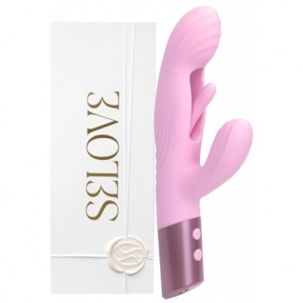 Розовый вибратор-пульсатор с клиторальным стимулятором и движущимся язычком для зоны G Selove Fluttery