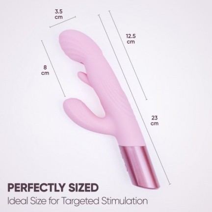 Розовый вибратор-пульсатор с клиторальным стимулятором и движущимся язычком для зоны G Selove Fluttery