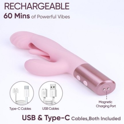 Розовый вибратор-пульсатор с клиторальным стимулятором и движущимся язычком для зоны G Selove Fluttery