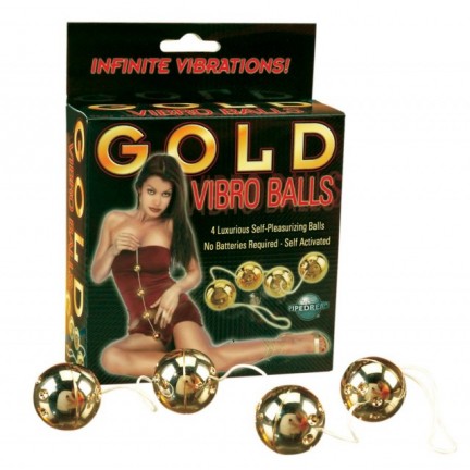 Четыре вагинальных шарика с вибрацией Gold Vibro Balls Set