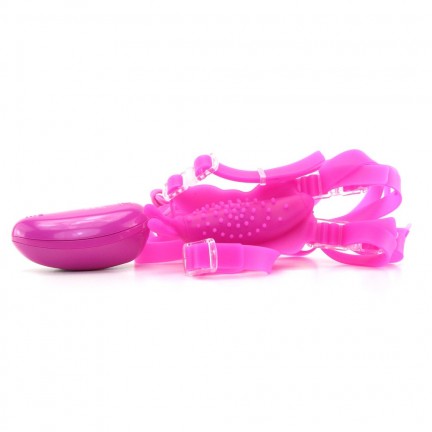 Розовая силиконовая вибробабочка на силиконовых ремешках Silicone Love Rider Розовая силиконовая вибробабочка на силиконовых ремешках Silicone Love Rider