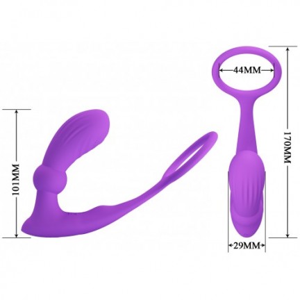 Пульсирующий вибромассажер простаты с эрекционным кольцом и с пультом ДУ Pretty Love Warren