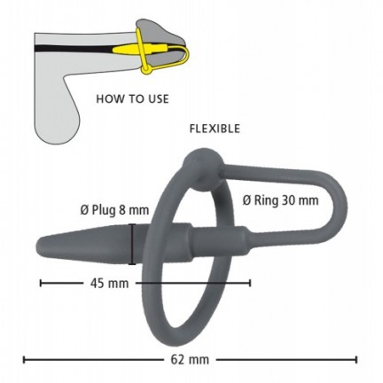 Силиконовый уретральный буж с кольцом под головку Penis Plug